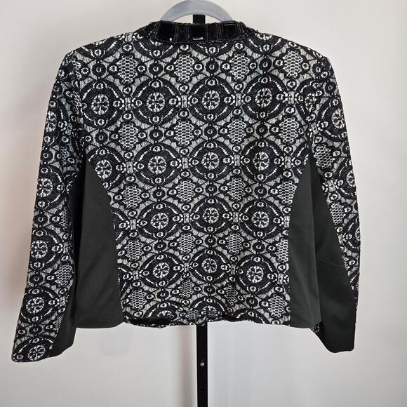 Michael Simon Lace Blazer Jacket Bead Rhinestone Black Petite Large Formal Event - Picture 6 of 9